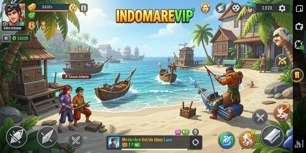 Tampilan gameplay seru dari INDOMAREVIP dengan banyak aktivitas Idle.