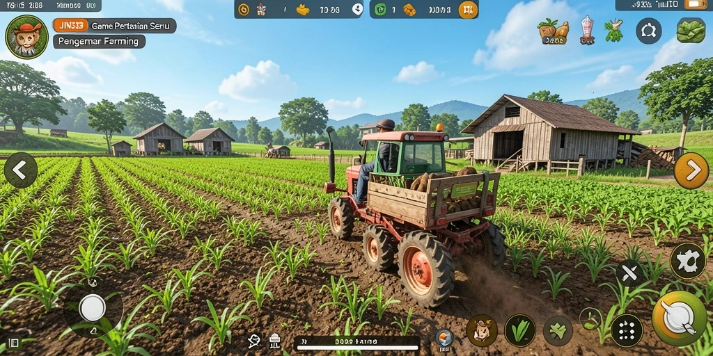 Screenshot gameplay JIN33 menunjukkan aktivitas bertani yang menyenangkan.