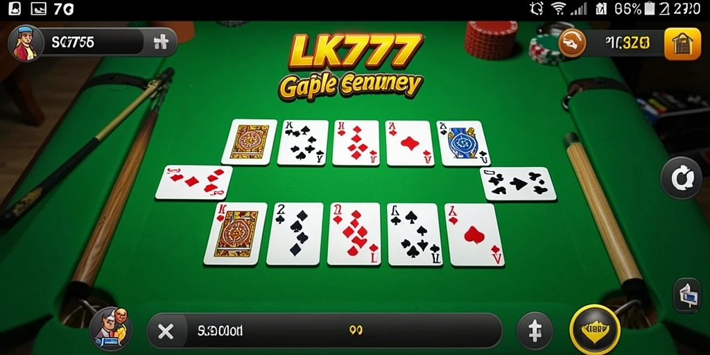 Tampilan gameplay LK777 yang mengasyikkan dalam suasana Gaple.