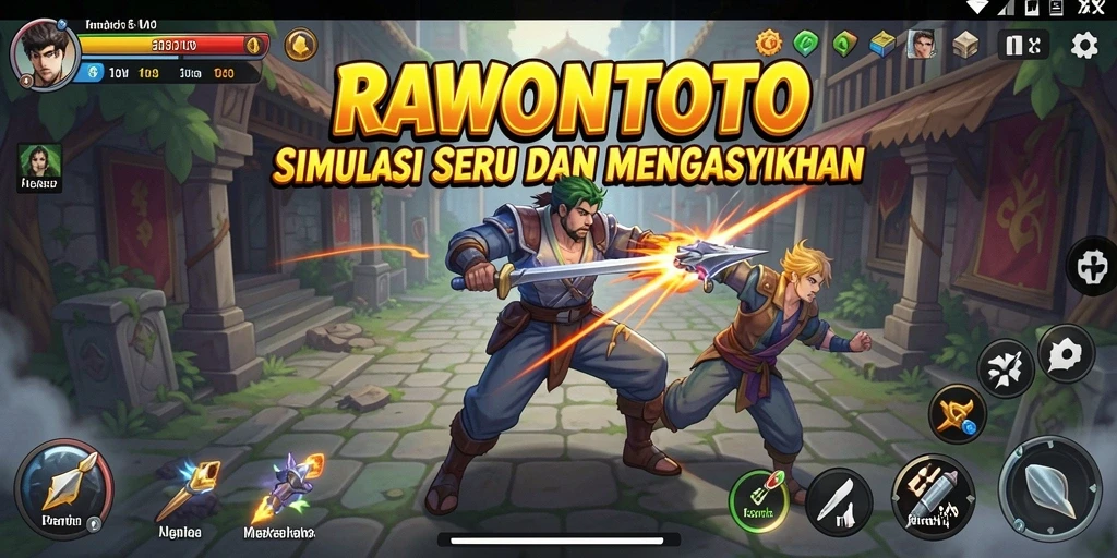 Tampilan gameplay seru dalam RAWONTOTO yang penuh warna dan interaksi.