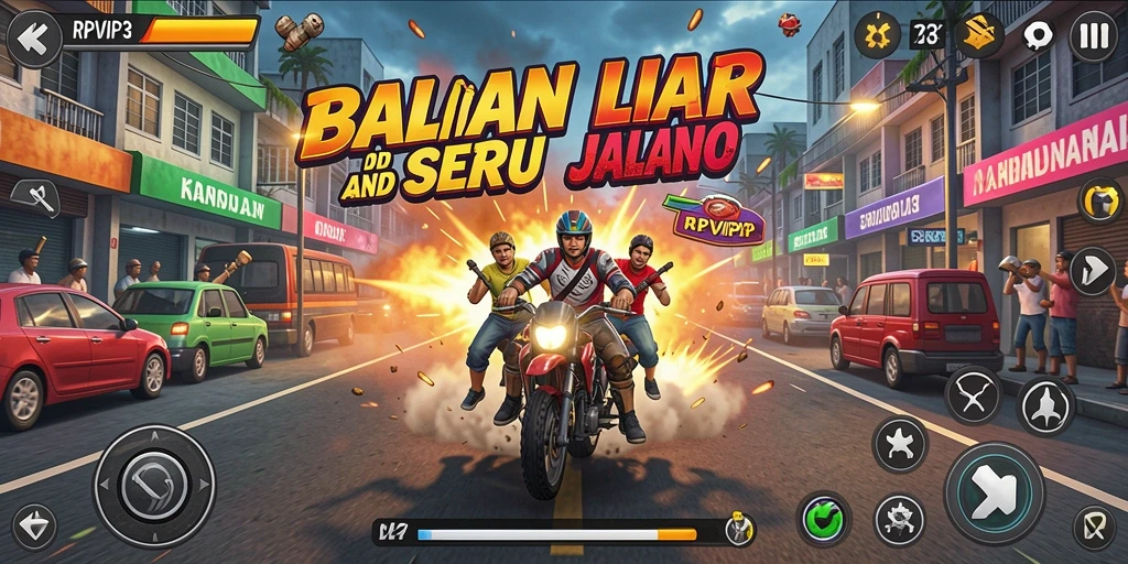 Tampilan gameplay RPVIP3 yang seru dan mendebarkan saat balapan.