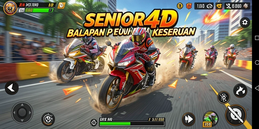 Tampilan aksi balapan motor yang mendebarkan di SENIOR4D.