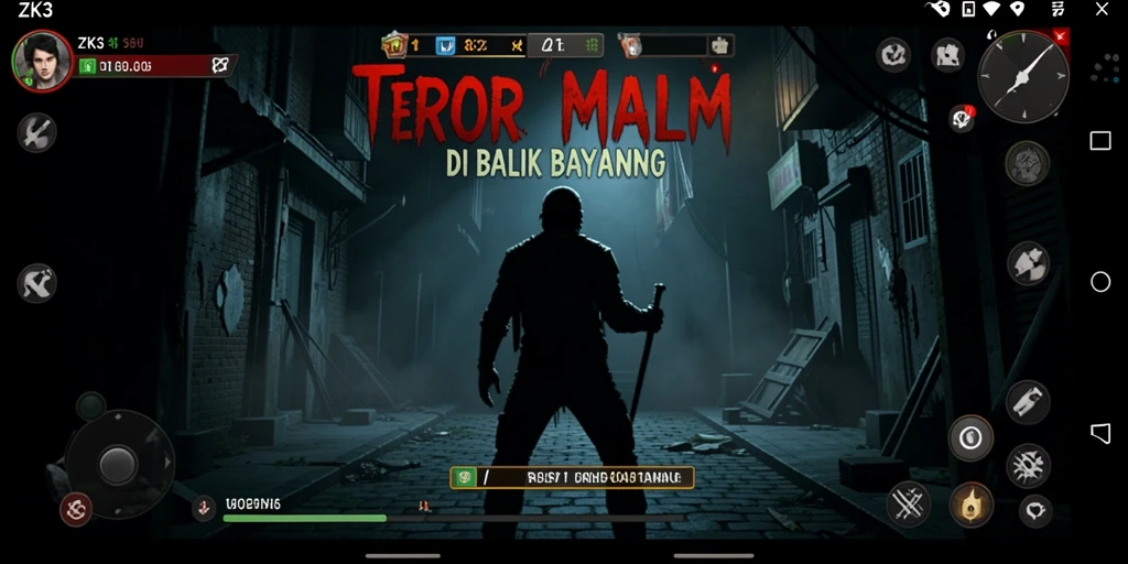 Tangkapan layar gameplay ZK3 menampilkan suasana horor yang mencekam.